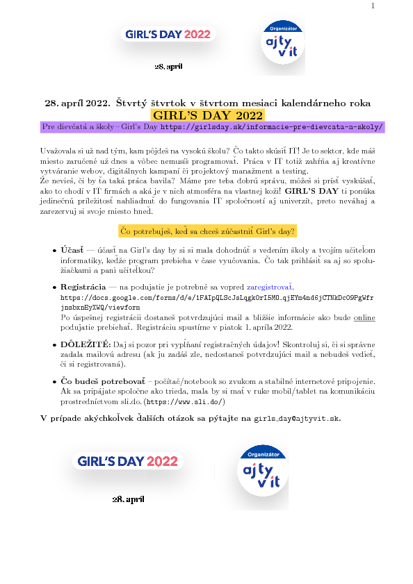Girl's Day 2022, strana 1